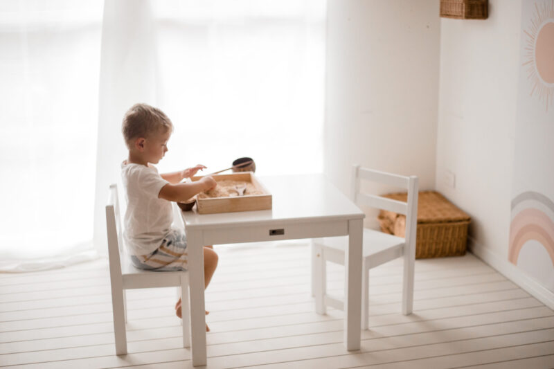 White timber Standard Chairs-Set of 2- Stackable