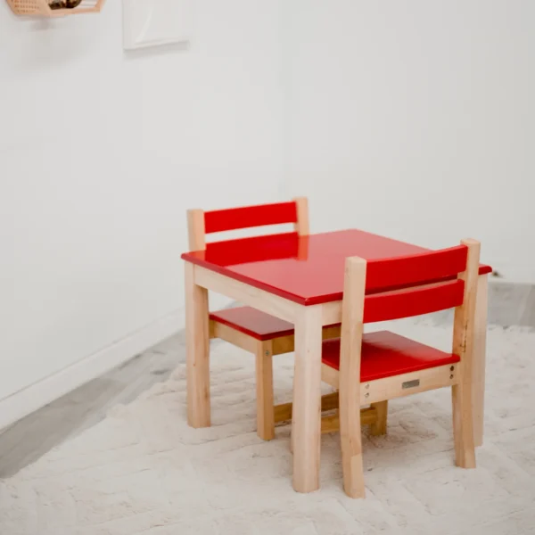 Red Top Timber Table with 2 Matching Chairs-428432