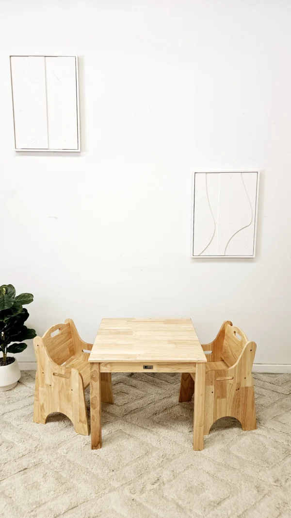 Solid Timber Table with 2 Toddler Chairs - 031089