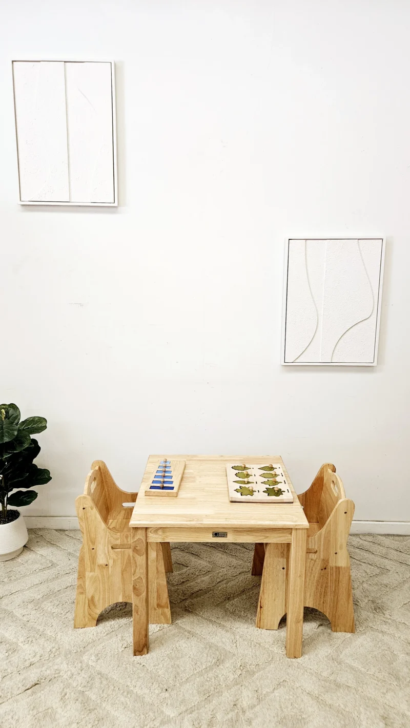 Solid Timber Table with 2 Toddler Chairs - 031089